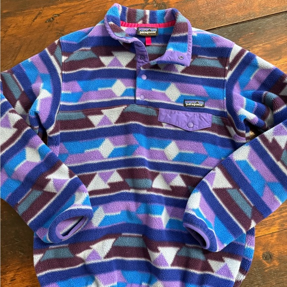 Patagonia Jackets & Blazers - Patagonia Purple and Blue Patterned Fleece Jacket